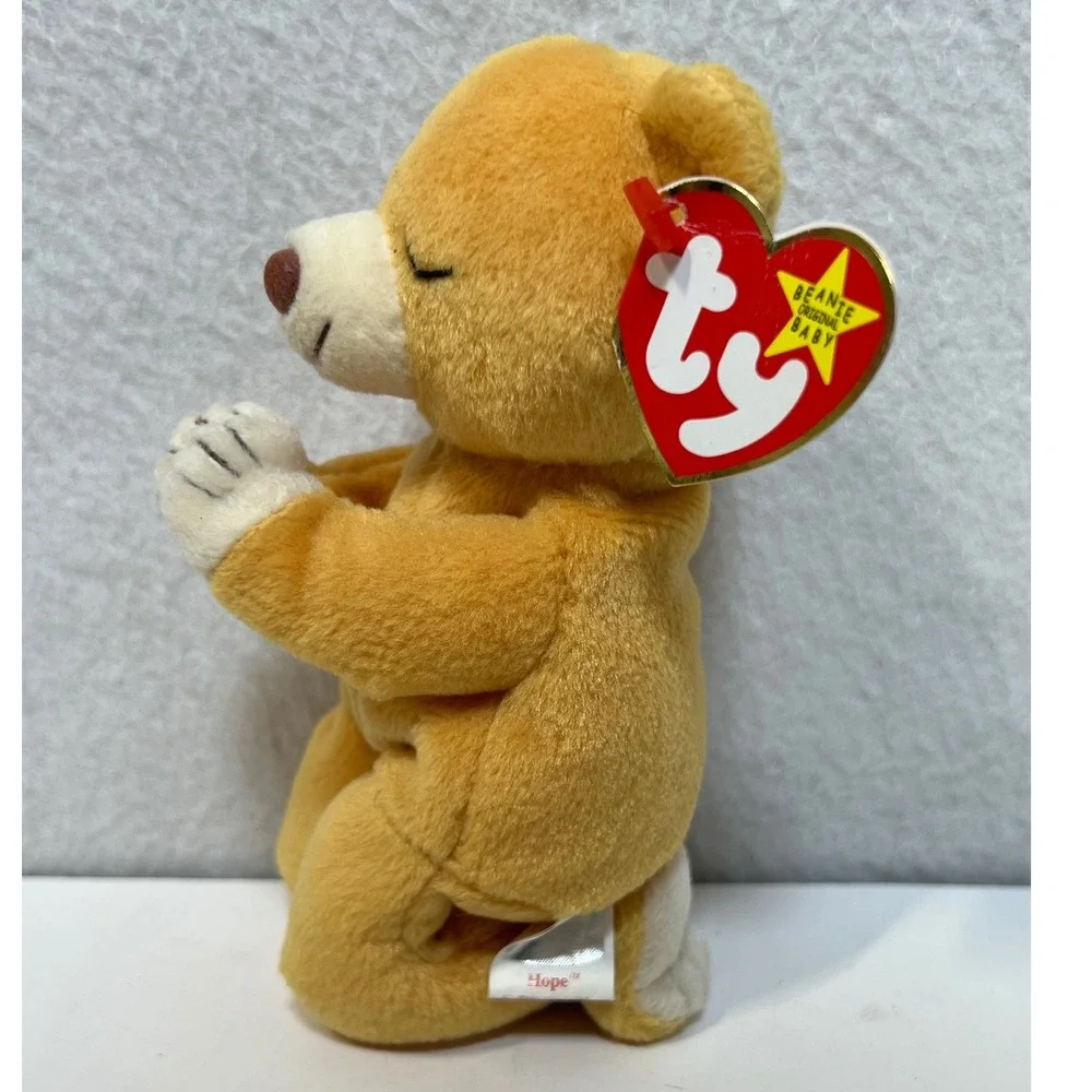 Ty Beanie Baby Hope the Praying Bear 1998 Retired Tan Plush‎ with Tags